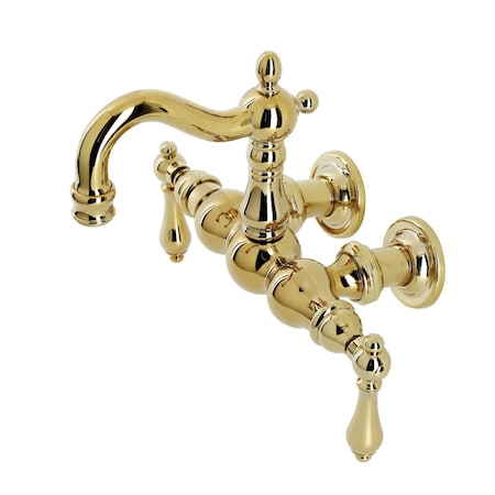 Kingston Brass CA1001T2 3-3/8" Tub Wall Mount Clawfoot Tub Faucet, Polished Brass CA1001T2